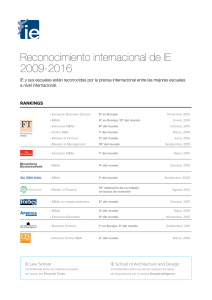 Reconocimiento internacional de IE 2009-2016