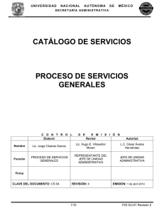 Catálogo servicios generales - Secretaría Administrativa
