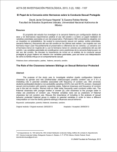 El papel de la cercanía entre hermanos sobre la conducta sexual
