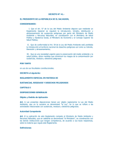 Reglamento especial de sustancias, residuos y desechos peligrosos