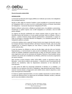 Plan de formación sindical 2016 INTRODUCCIÓN La