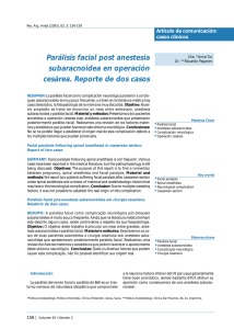 Parálisis facial post anestesia subaracnoidea en operación cesárea