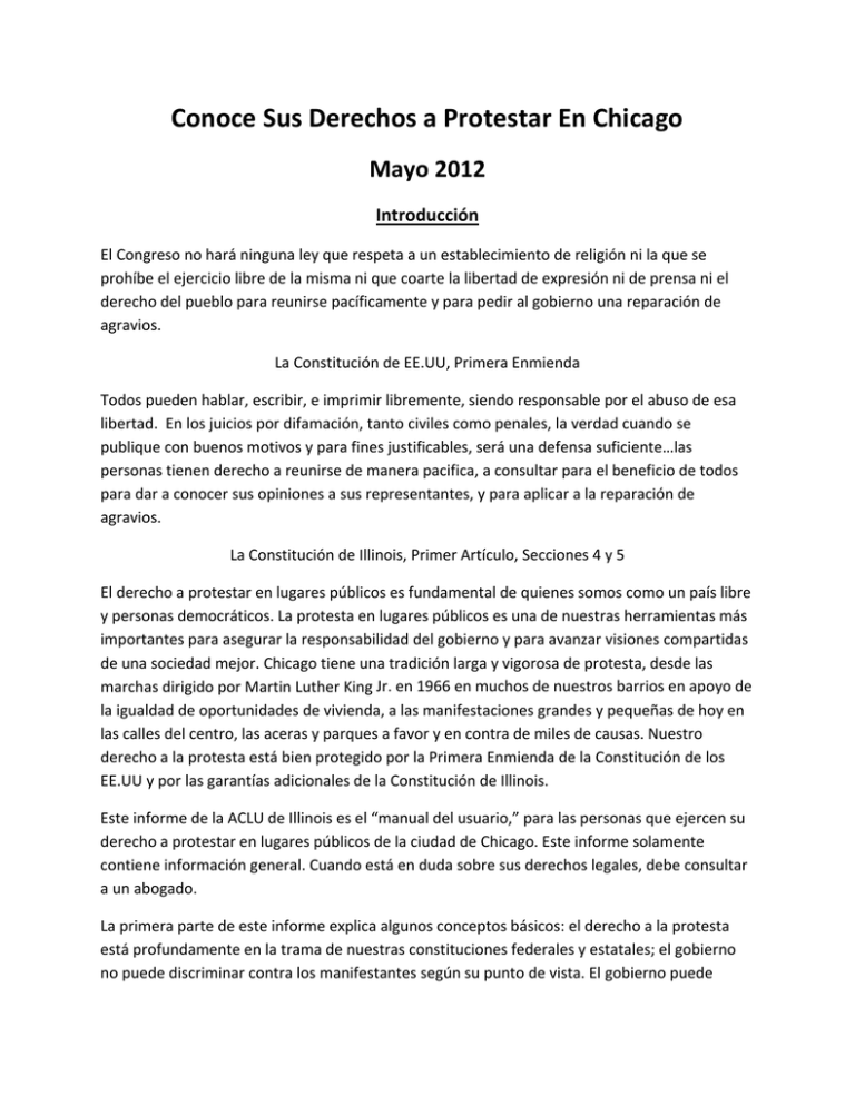 Conoce Sus Derechos A Protestar En Chicago