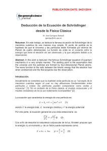 Deducción de la Ecuación de Schrödinger desde la Física Clásica.