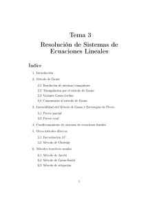 Tema 3 Resolución de Sistemas de Ecuaciones Lineales