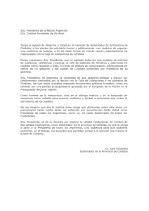 Sra. Presidenta de la Nación Argentina Dra. Cristina Fernández de