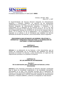Providencia Administrativa N° SNAT/2007/ 0592