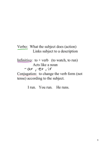 Verbo: What the subject does (action) Links subject to a description