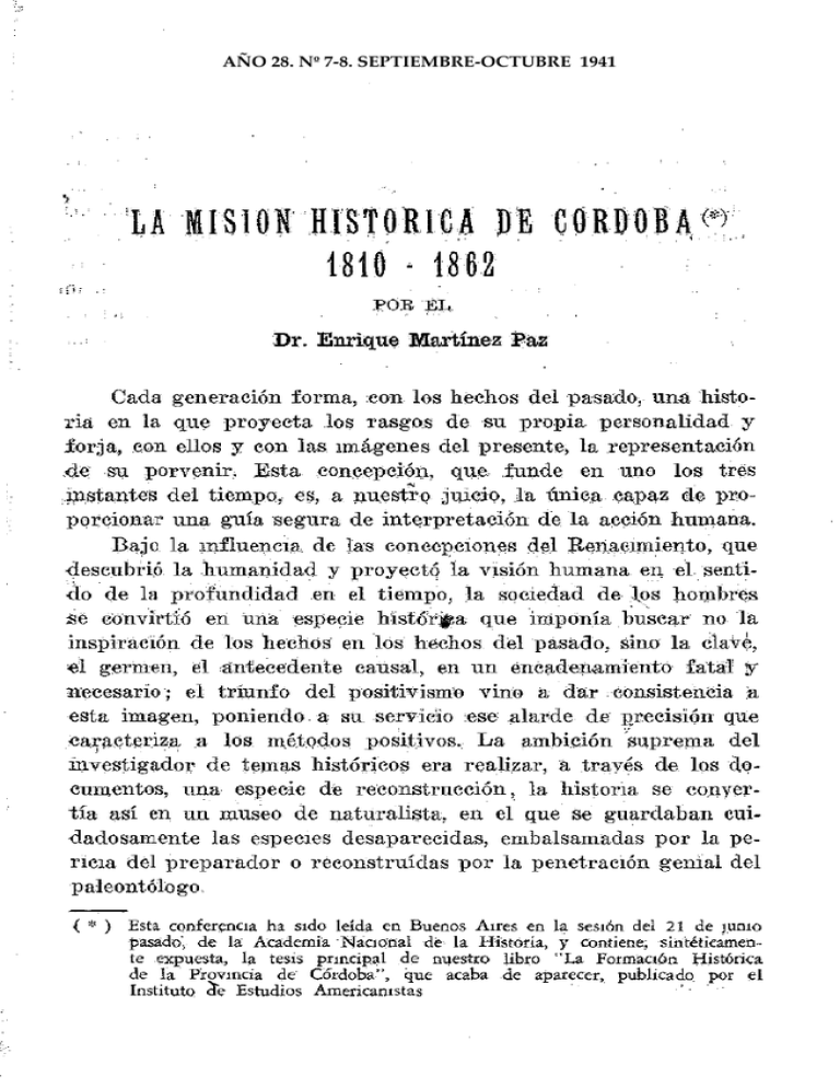 La Mision Historica De Cordoba, C"j 1810 - 1862