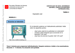 ESPAÑOL. Certificado de Nivel Intermedio. Expresión oral