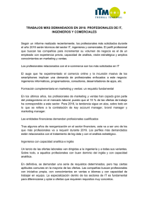 TRABAJOS MÁS DEMANDADOS EN 2016: PROFESIONALES DE