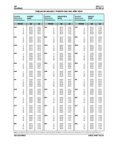 TABLAS DE SALIDA Y PUESTA DEL SOL AÑO 2016