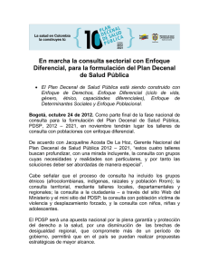 PDSP Boletín de Prensa En marcha la consulta sectorial con