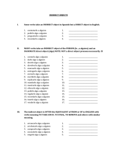 INDIRECT OBJECTS I. Some verbs take an INDIRECT object in