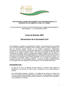 Carta de Brasilia 2007 Declaración de la Sociedad Civil