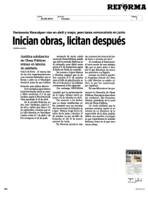 Inician obras licitan después