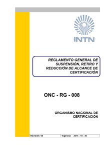 ONC-RG-008 Reglamento General de Suspensión, Retiro y