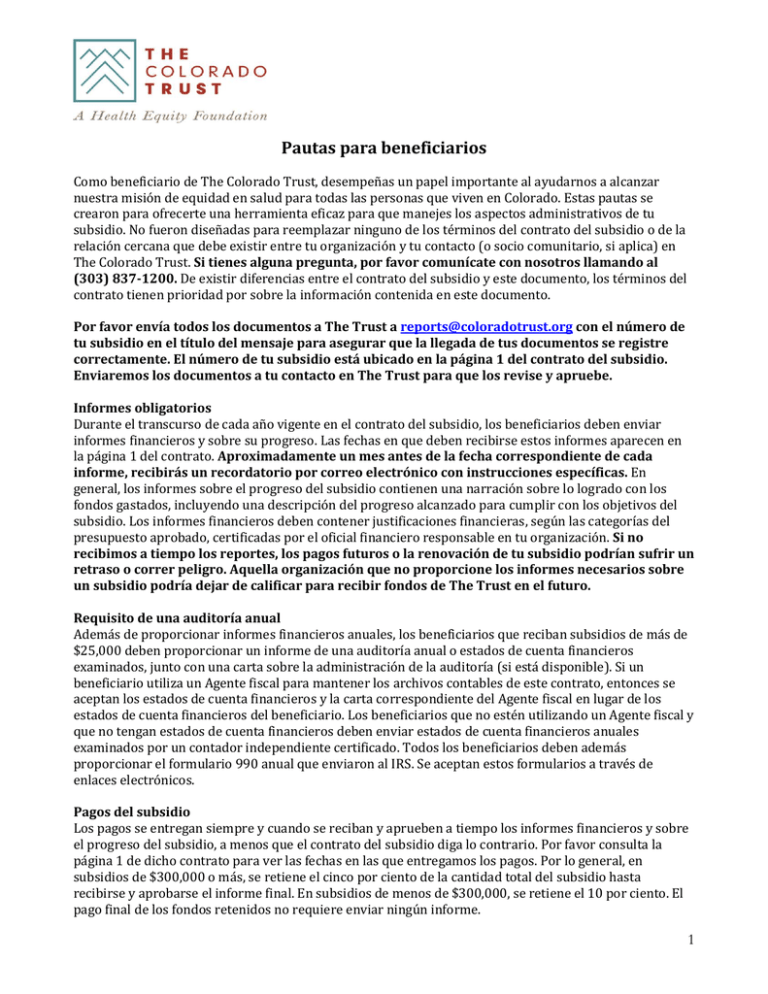 Pautas Para Beneficiarios