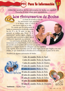 ¿Sabes los nombres de los aniversarios de bodas en español