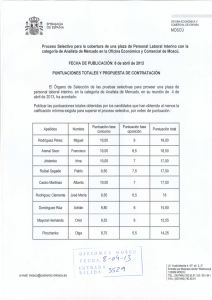 Puntuaciones totales y propuesta de contratación