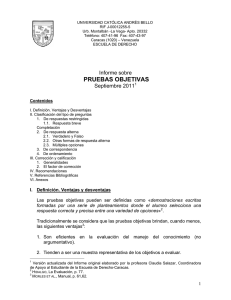 pruebas objetivas - Universidad Católica Andrés Bello