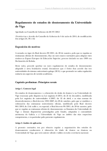 Regulamento de estudos de doutoramento da Universidade de Vigo