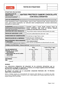 BATIDO PROTEICO SABOR CHOCOLATE