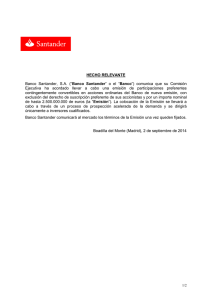 HECHO RELEVANTE Banco Santander, S.A. (“Banco Santander” o