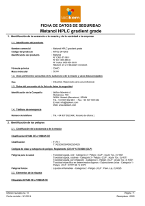 FICHA DE DATOS DE SEGURIDAD Metanol HPLC gradient grade