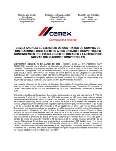 cemex anuncia el ejercicio de contratos de compra de obligaciones