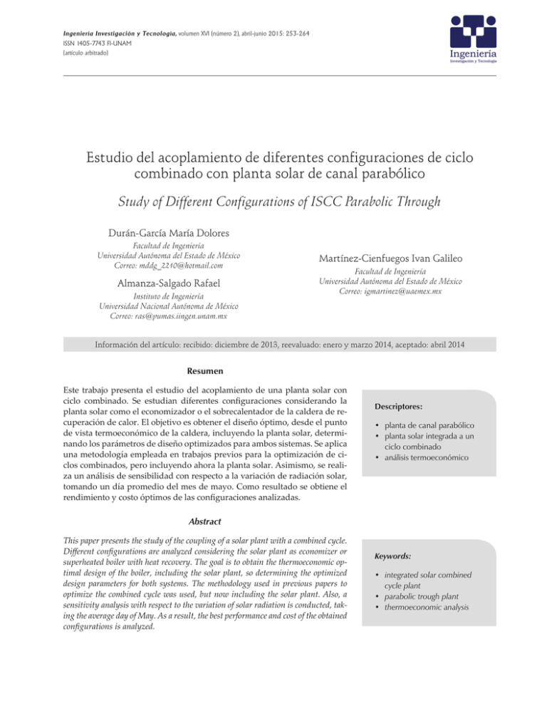 Estudio del acoplamiento de diferentes configuraciones de ciclo