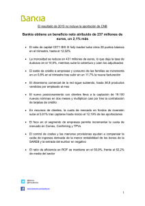 Bankia obtiene un beneficio neto atribuido de 237 millones de euros