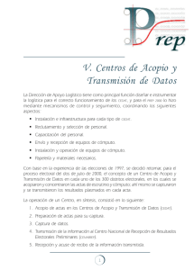 V. Centros de Acopio y Transmisi&oacute;n de Datos