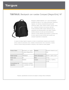 TSB750US| Backpack con ruedas Compact [Negro/Gris] 16