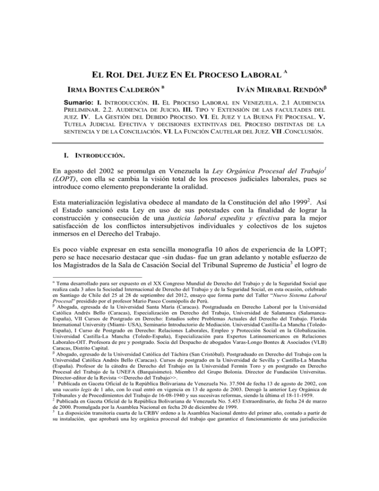 35 El Rol del Juez en el Proceso laboral - Venezuela