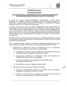 Page 1 AGENCIA ESTATAL DE VIVIENDA Unidad de Auditoria