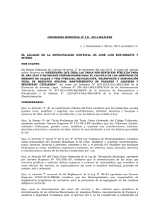 Ordenanza Municipal Nº 011-2014 ORDENANZA QUE CREA LAS