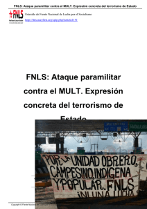 FNLS: Ataque paramilitar contra el MULT. Expresión concreta del