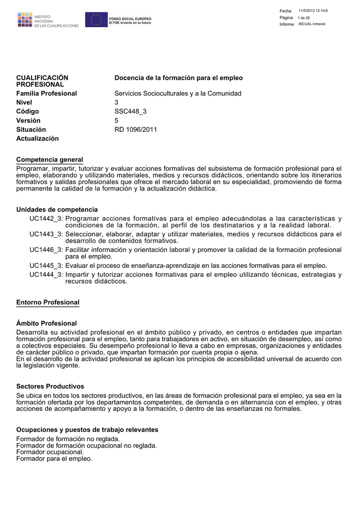 Docencia de la Formación Profesional para el empleo
