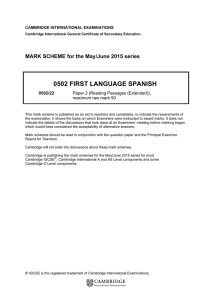 0502 FIRST LANGUAGE SPANISH - lengua a: lengua y literatura ns