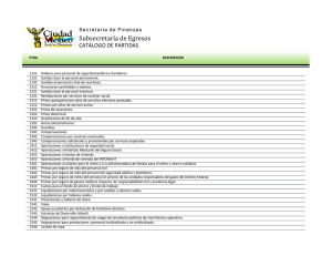 Catálogo de Partidas - Secretaría de Finanzas del Distrito Federal