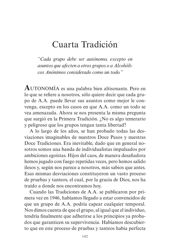 Cuarta Tradición - Alcoholics Anonymous