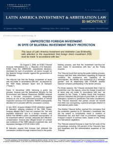 UNPROTECTED FOREIGN INVESTMENT: IN SPITE OF BILATERAL