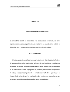 Conclusiones y recomendaciones 74 CAPITULO V Conclusiones y
