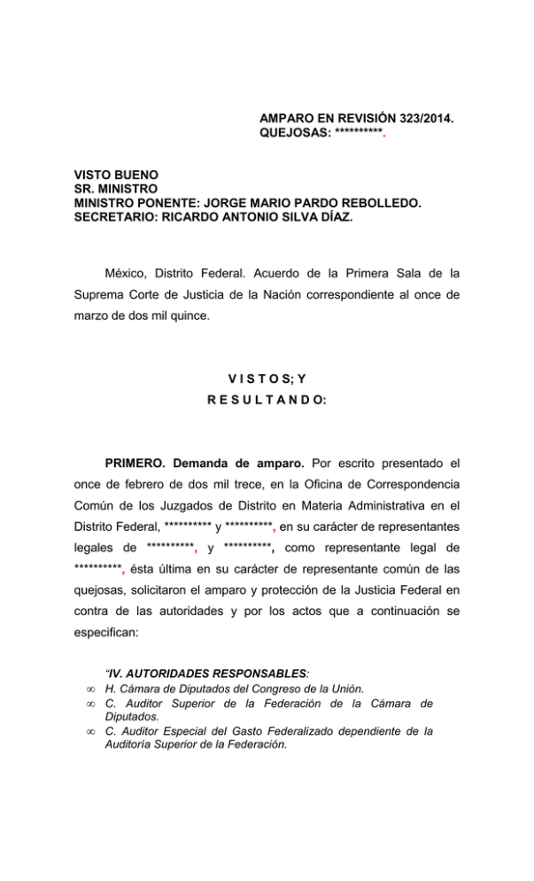 Amparo en Revisión 323/2014. - Suprema Corte de Justicia de la