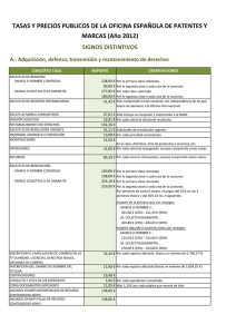 Tasas de la Oficina Española de Patentes y Marcas en el año 2006