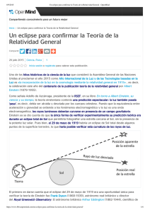 Un eclipse para confirmar la Teoría de la Relatividad General