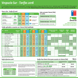 Vespucio Sur - Tarifas 2016