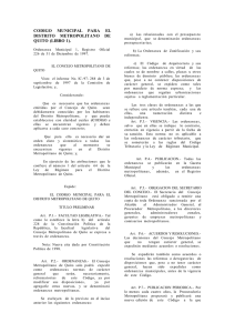 codigo Municipal Para El Distrito Metropolitano De Quito (Libro 1)