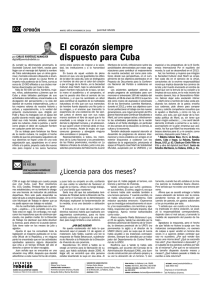 El corazón siempre dispuesto para Cuba